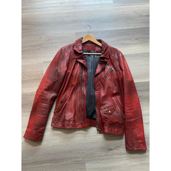 14th Addiction x Le Grande Bleu Red Leather Rider Jacket
