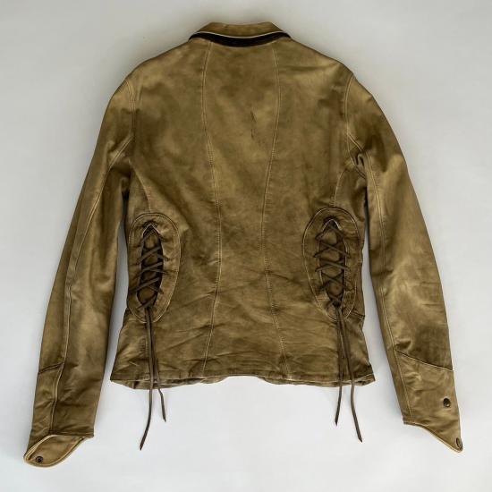 14th Addiction × Japanese Brand Beige Leather Lace Up Jacket