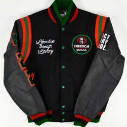 1619 Freedom School Motto 2.0 Varsity Jacket 1619 Freedom School Motto 2.0 Varsity Jacket