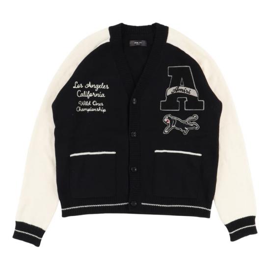 AMIRI Cashmere Cardigan Black Varsity