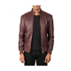 Abstract Maroon Leather Jacket