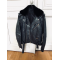 Acne Studios Akari Black Leather Biker Jacket with Fur Collar