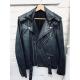 Acne Studios Akari Black Leather Biker Jacket with Fur Collar