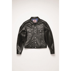 Acne Studios Classic Black Leather Trucker Jacket 
