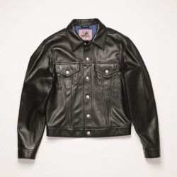 Acne Studios Classic Black Leather Trucker Jacket 