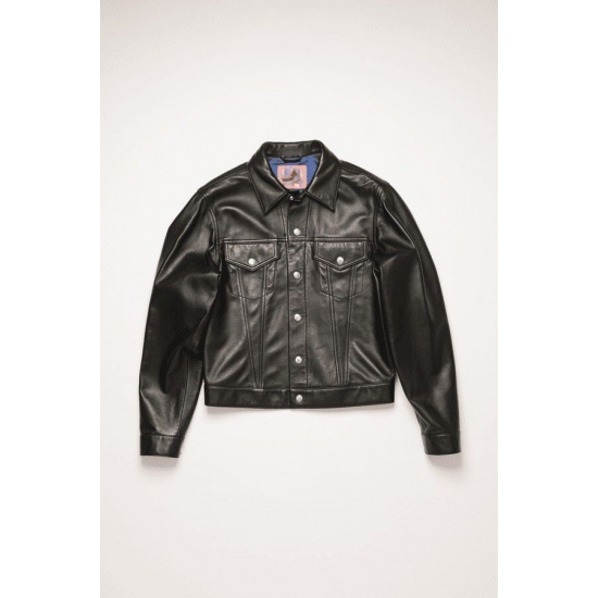 Acne Studios Classic Black Leather Trucker Jacket