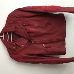 Acne Studios Theo Leather Biker Jacket in Red Acne Studios Theo Leather Biker Jacket in Red