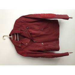 Acne Studios Theo Leather Biker Jacket in Red Acne Studios Theo Leather Biker Jacket in Red