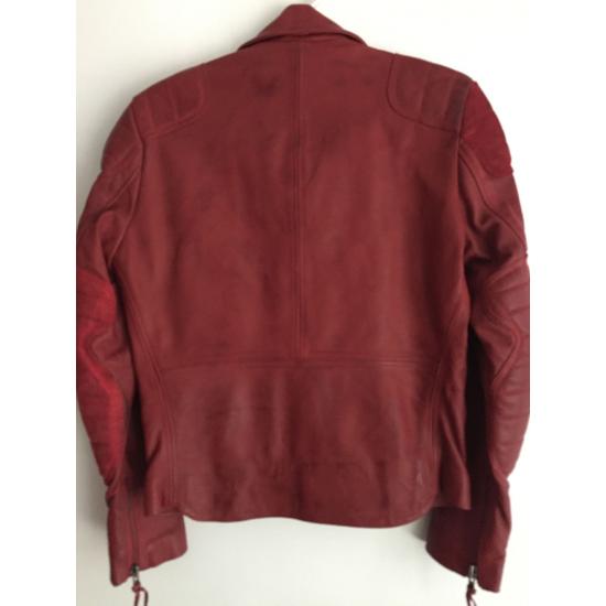 Acne Studios Theo Leather Biker Jacket in Red