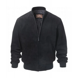 Adamsville Mens Dark Brown Suede Leather Bomber Jacket