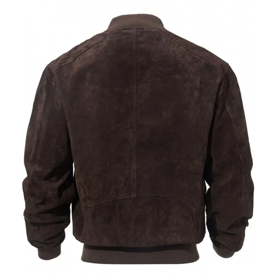 Adamsville Mens Dark Brown Suede Leather Bomber Jacket