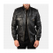 Agent Shadow Black Leather Bomber Jacket