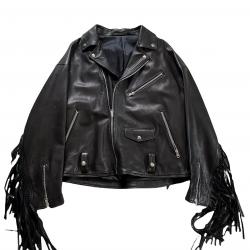 Airbrushed Oversized Leather Rider Jacket Airbrushed Oversized Leather Rider Jacket
