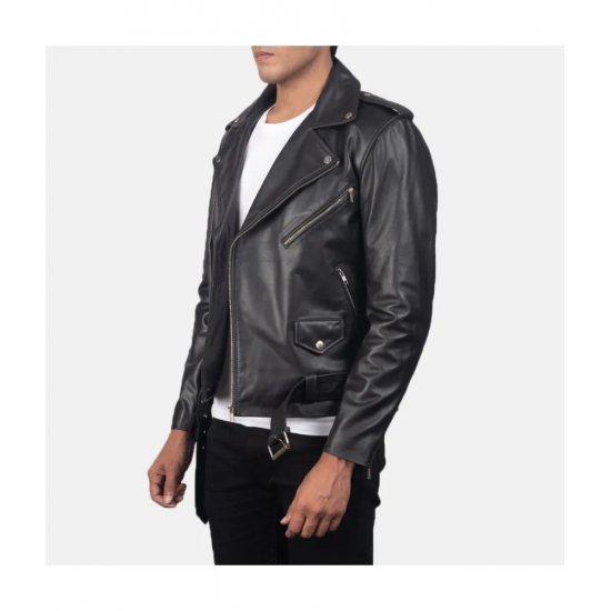 Allaric Alley Black Leather Biker Jacket