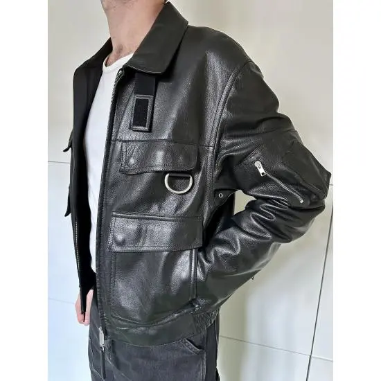 Alyx Police Leather Jacket in Black