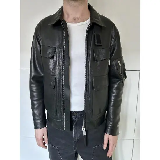 Alyx Police Leather Jacket in Black