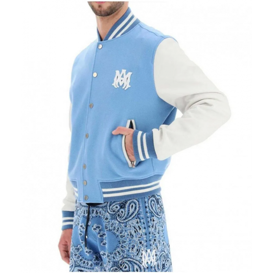 Amiri Blue and White Letterman Jacket