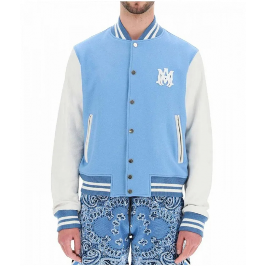 Amiri Blue and White Letterman Jacket