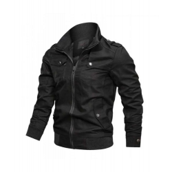 Andre Black Cotton Bomber Jacket for Mens