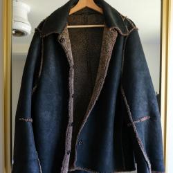 Ann Demeulemeester Navy Shearling Jacket  Ann Demeulemeester Navy Shearling Jacket
