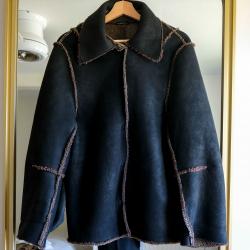 Ann Demeulemeester Navy Shearling Jacket  Ann Demeulemeester Navy Shearling Jacket
