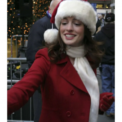 Anne Hathaway Red Christmas Coat Anne Hathaway Red Christmas Coat