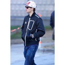 Ansel Elgort Baby Driver Black Bomber Letterman Jacket
