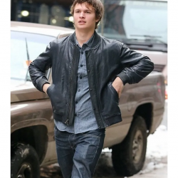 Ansel Elgort Black Bomber Jacket Ansel Elgort Black Bomber Jacket