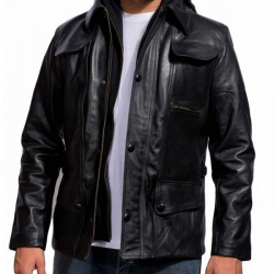 Arnold Terminator 5 Leather Jacket with Hood Arnold Terminator 5 Leather Jacket with Hood