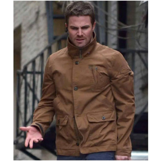 Arrow Stephen Amell Brown Cotton Jacket