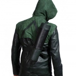 Arrow Stephen Amell Green Hooded Jacket with Quiver Costume Arrow Stephen Amell Green Hooded Jacket with Quiver Costume