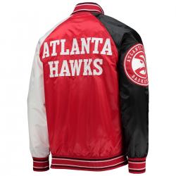 Atlanta Hawks Reliever Red/Black Satin Raglan Full Snap Jacket Atlanta Hawks Reliever Red/Black Satin Raglan Full Snap Jacket
