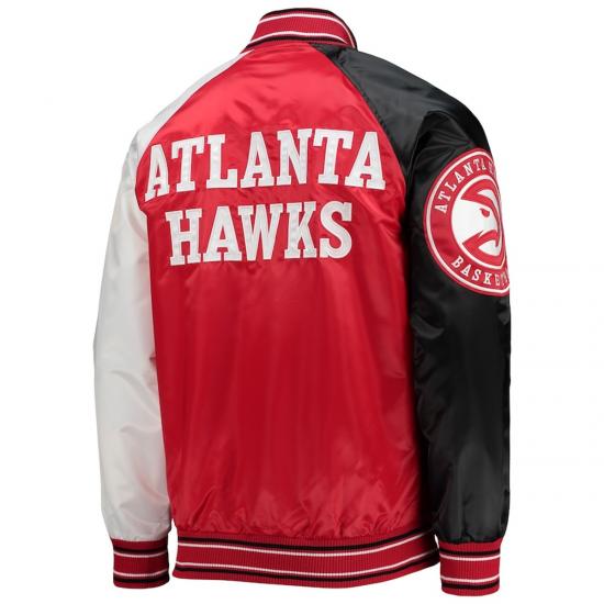 Atlanta Hawks Reliever Red Black Satin Raglan Full Snap Jacket