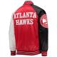 Atlanta Hawks Reliever Red Black Satin Raglan Full Snap Jacket