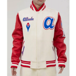 Atlanta Braves Mash Up Off White Varsity Jacket