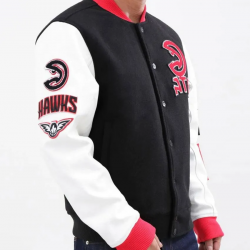 Atlanta Hawks Black and White Varsity Jacket Atlanta Hawks Black and White Varsity Jacket