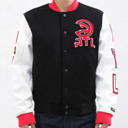 Atlanta Hawks Black and White Varsity Jacket Atlanta Hawks Black and White Varsity Jacket