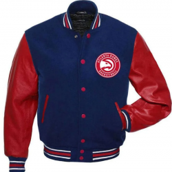 Atlanta Hawks Red and Blue Varsity Jacket