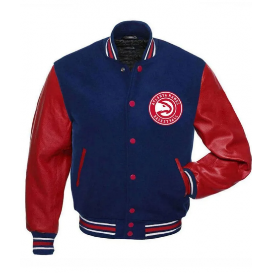 Atlanta Hawks Red and Blue Varsity Jacket