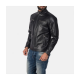 Austere Black Leather Biker Jacket