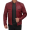 Austin Maroon Distressed Café Racer Leather Jacket Men's