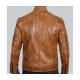 Austin Mens Cafe Racer Lambskin Tan Leather Jacket