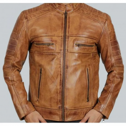 Austin Mens Cafe Racer Lambskin Tan Leather Jacket Austin Mens Cafe Racer Lambskin Tan Leather Jacket