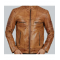 Austin Mens Cafe Racer Lambskin Tan Leather Jacket