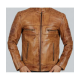 Austin Mens Cafe Racer Lambskin Tan Leather Jacket