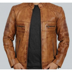 Austin Mens Cafe Racer Lambskin Tan Leather Jacket Austin Mens Cafe Racer Lambskin Tan Leather Jacket