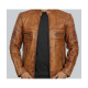 Austin Mens Cafe Racer Lambskin Tan Leather Jacket