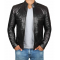 Austin PU Mens Black Cafe Racer Leather Jacket