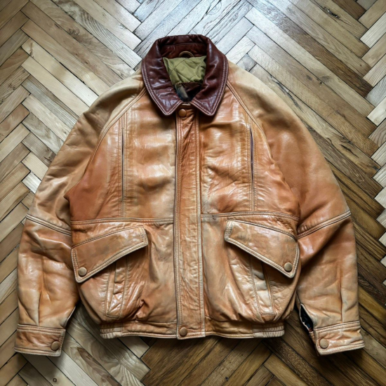 Avant Garde × Avirex Vintage Beige Leather Jacket