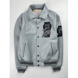 Avirex Twin Dragon Blue Leather Jacket